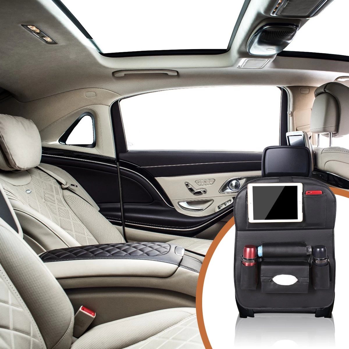 Bablue Autostoel Organizer - Zwart - 1 Stuks - Stevig PU Leer - Met Uitklapbare Tafel - Auto Organizer - Auto Accessories Interieur - Autostoel Organizer Tablet Houder - Autostoel Beschermer 7 Bablue Autostoel Organizer - Zwart - 1 Stuks - Stevig PU Leer - Met Uitklapbare Tafel - Auto Organizer - Auto Accessories Interieur - Autostoel Organizer Tablet Houder - Autostoel Beschermer - Afbeelding 7