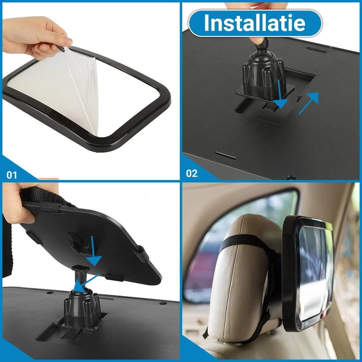 Verstelbare Baby Achteruitkijk Autospiegel - Auto Veiligheidsspiegel Baby - Achterbank Spiegel Baby - AutoSpiegel Baby - Babyspiegel Auto - Kinder Autospiegel - Zwart 2 Verstelbare Baby Achteruitkijk Autospiegel - Auto Veiligheidsspiegel Baby - Achterbank Spiegel Baby - AutoSpiegel Baby - Babyspiegel Auto - Kinder Autospiegel - Zwart - Afbeelding 2