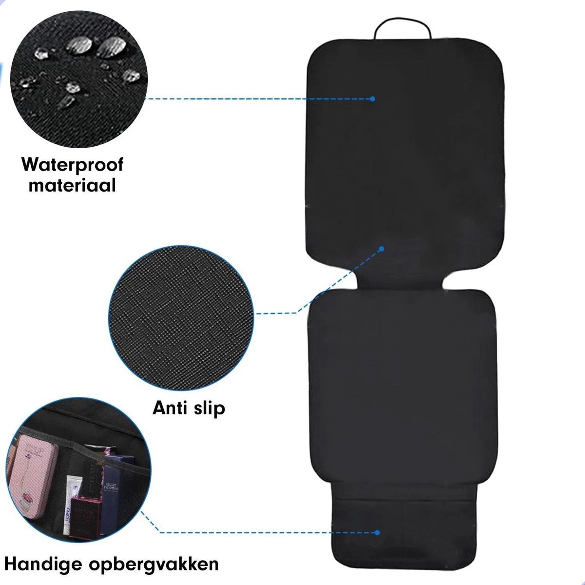Professor Q - Autostoelhoes - Autostoelbeschermer - Autostoel Beschermer - Zwart 7 Professor Q - Autostoelhoes - Autostoelbeschermer - Autostoel Beschermer - Zwart - Afbeelding 7