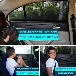 CUBEXCOM® Auto Zonnescherm, Autoraamschaduwen Voor Baby, Kinderen, Volwassenen En Huisdieren, 2 STUKS, Autoruit Zonwering, Universele Zonnescherm Zonnewering, Auto Klamboe Gordijn, UV Zonbescherming Protectie, Anti-Verblinding -Kinderwagens Winkel 1200x1200 55