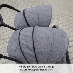 ABC Design Duo Kinderwagen Twin Circle Line - Inclusief Regenhoes - Woven Graphite -Kinderwagens Winkel 1200x1200 669