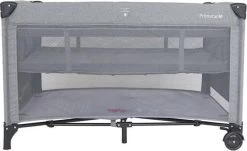 Prénatal Luxe Campingbedje Met Bodemverhoger - Inklapbaar Baby Campingbed - Reisbedje Met Wieltjes En Kruipluik - Inclusief Bodemmatras - 120 X 60 Cm - Grijs