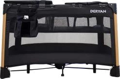 Deryan Luxe Campingbed Compleet - 120x60cm - Bodemverhoger - Verschoonblad - Opbergmand - Zwart