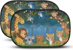 Nince Zonnescherm Auto Zijraam Van Hoge Kwaliteit - Jungle - Set Van 2