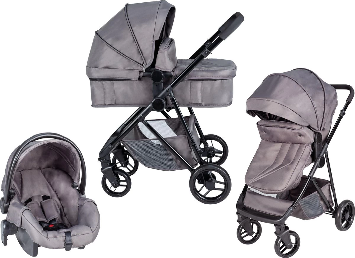 Bebies First Combi 3 In 1 Kinderwagen Optima- Grijs - Inc. Reiswieg, Zitting & Autostoel 14 Bebies First Combi 3 In 1 Kinderwagen Optima- Grijs - Inc. Reiswieg, Zitting & Autostoel - Afbeelding 14