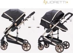 Merkloos Lioretti® Luxe Baby Buggy 3 In 1 | Baby Wagen | Kinderwagen Met Stoel En Wieg | Inklapbaar | Hoge Kwaliteit | Combi | Zwart -Kinderwagens Winkel 1200x880 1
