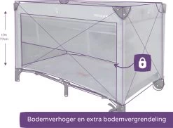 Prénatal Luxe Campingbedje Met Bodemverhoger - Inklapbaar Baby Campingbed - Reisbedje Met Wieltjes En Kruipluik - Inclusief Bodemmatras - 120 X 60 Cm - Grijs -Kinderwagens Winkel 1200x882 2