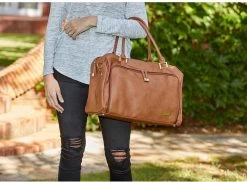 Grote Luiertas Double Zip Satchel Chestnut Redwood - Kunstleer - 42 Cm Breed -Kinderwagens Winkel 1200x884 1
