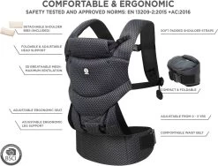 Dooky Ergonomische Draagzak Urban Comfort Grey Sapphire -Kinderwagens Winkel 1200x915 5