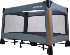 Deryan Luxe Campingbed Compleet - 120x60cm - Bodemverhoger - Verschoonblad - Opbergmand - Grijs -Kinderwagens Winkel 1200x937 6
