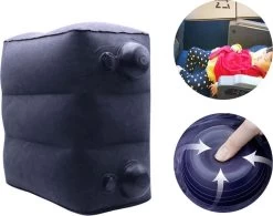 TDR-Opblaasbaar Voetkussen - 3 Hoogtestanden - Vliegtuigbedje - Blauw