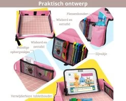 Premium Reistafel Voor Kinderen - Inclusief Tablethouder + Gratis Draagtas En Potloden - Auto Organizer - Playtray - Opvouwbaar - Speeltafel Auto - Tekentafel Auto - Roze -Kinderwagens Winkel 1200x960 2