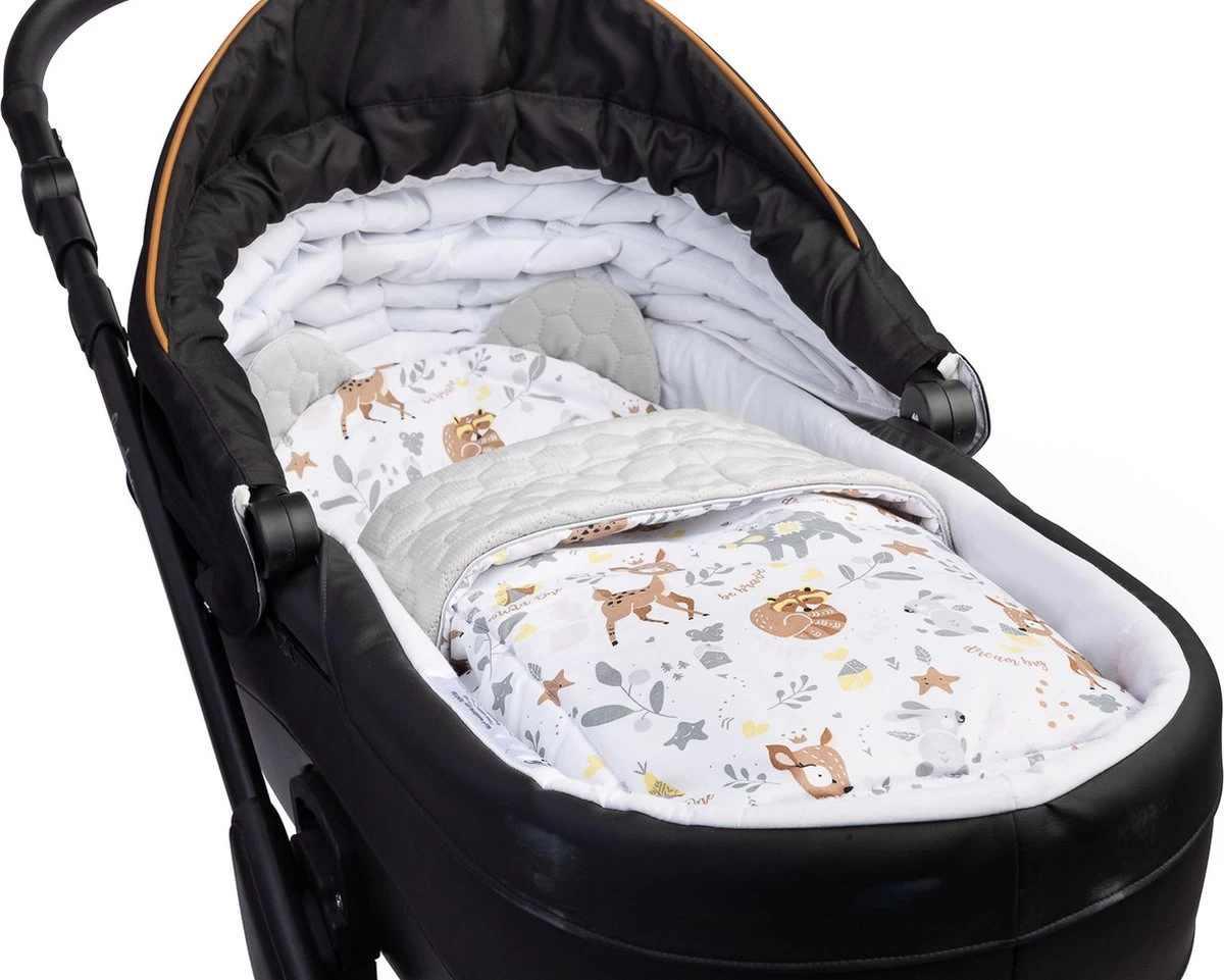 Kinderwagen Bekledingset Kussen + Deken BOS Beige Gray 1 Kinderwagen Bekledingset Kussen + Deken BOS Beige Gray