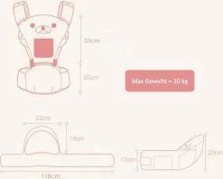 Baby Draagzak - Buik/Rug Babydrager Met Zacht Zitje (0-36 Maanden) - Bruine Beer -Kinderwagens Winkel 1200x961 9