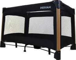 Deryan Luxe Campingbed Compleet - 120x60cm - Bodemverhoger - Verschoonblad - Opbergmand - Zwart -Kinderwagens Winkel 1200x962 1