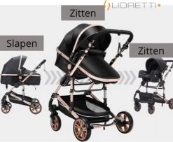 Merkloos Lioretti® Luxe Baby Buggy 3 In 1 | Baby Wagen | Kinderwagen Met Stoel En Wieg | Inklapbaar | Hoge Kwaliteit | Combi | Zwart -Kinderwagens Winkel 1200x984 1