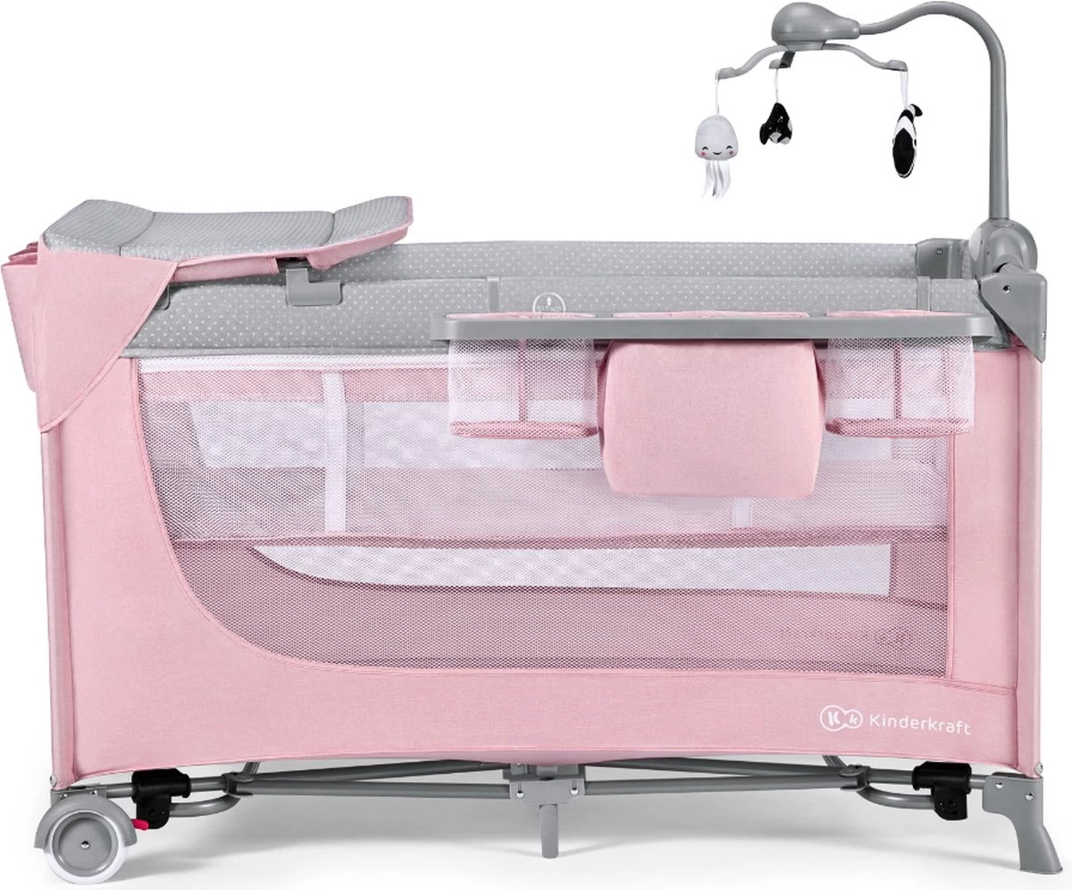 Kinderkraft Campingbed - Leody Met Accessoires - Roze 2 Kinderkraft Campingbed - Leody Met Accessoires - Roze - Afbeelding 2