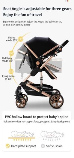 Luxe Kinderwagen 3 In 1 - Wandelwagen - Kinderwagen 3-in-1 Incl Autostoel - Kinderwagen Maxi Cosi – Buggy 3 In 1 - Newborn - Grijs -Kinderwagens Winkel 564x1200 2