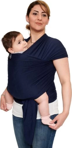 Baby Garden Draagdoek Donkerblauw - Ergonomisch - Original - Gratis Slabbetje -Kinderwagens Winkel 588x1200