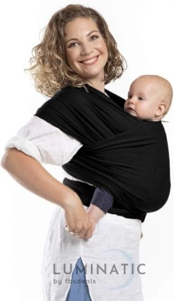 Baby Draagdoek - Babywrap - Baby Carrier - Babydrager - Buikdrager Baby – Baby Draagzak - Baby Sling | Luminatic® | Ergonomisch | Met Tasje | Zwart