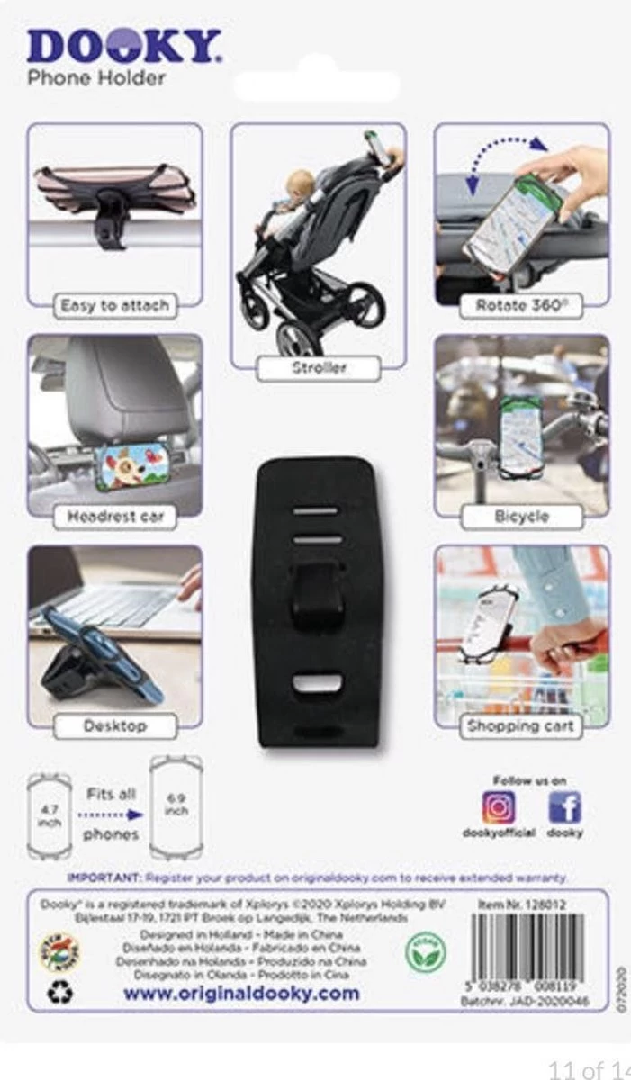 Dooky Telefoonhouder Smartphone Telefoon Houder 360* Rotatie Universeel Kinderwagen Fiets Zwart 4 Dooky Telefoonhouder Smartphone Telefoon Houder 360* Rotatie Universeel Kinderwagen Fiets Zwart - Afbeelding 4