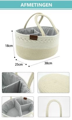 ADSafety - Luxe Katoenen Luiertas - Inclusief Uitneembare Organizer - Verzorgingstas - Opbergtas - Commode Mandje - Baby Spullen - Crème -Kinderwagens Winkel 721x1200 2