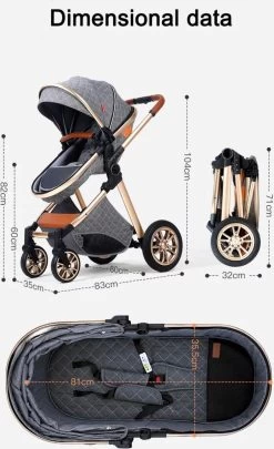 Merkloos Luxe Multi-functionele 3 In 1 Kinderwagen - Kwalitatieve Buggy - Opklapbare Wandelwagen - Khaki -Kinderwagens Winkel 731x1200 9