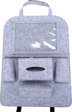 Case2go - Auto Organizer Met Tablet Houder - Autostoel Organizer Met Telefoonhouder En Bekerhouder Auto - Licht Grijs -Kinderwagens Winkel 766x1200