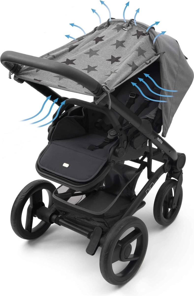 Dooky Universal Cover Zonnescherm Kinderwagen - Grey Stars 4 Dooky Universal Cover Zonnescherm Kinderwagen - Grey Stars - Afbeelding 4