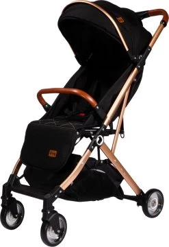 Ding Vivo Wandelwagen - Zwart/Rose - Inklapbare Buggy - Inclusief Boodschappenmandje En Zonnekap