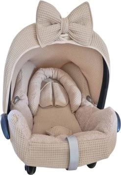 Wazzhappening - Maxi Cosi Hoes Set Bobbie - Karamel - Wafel - Badstof - Autostoelhoes