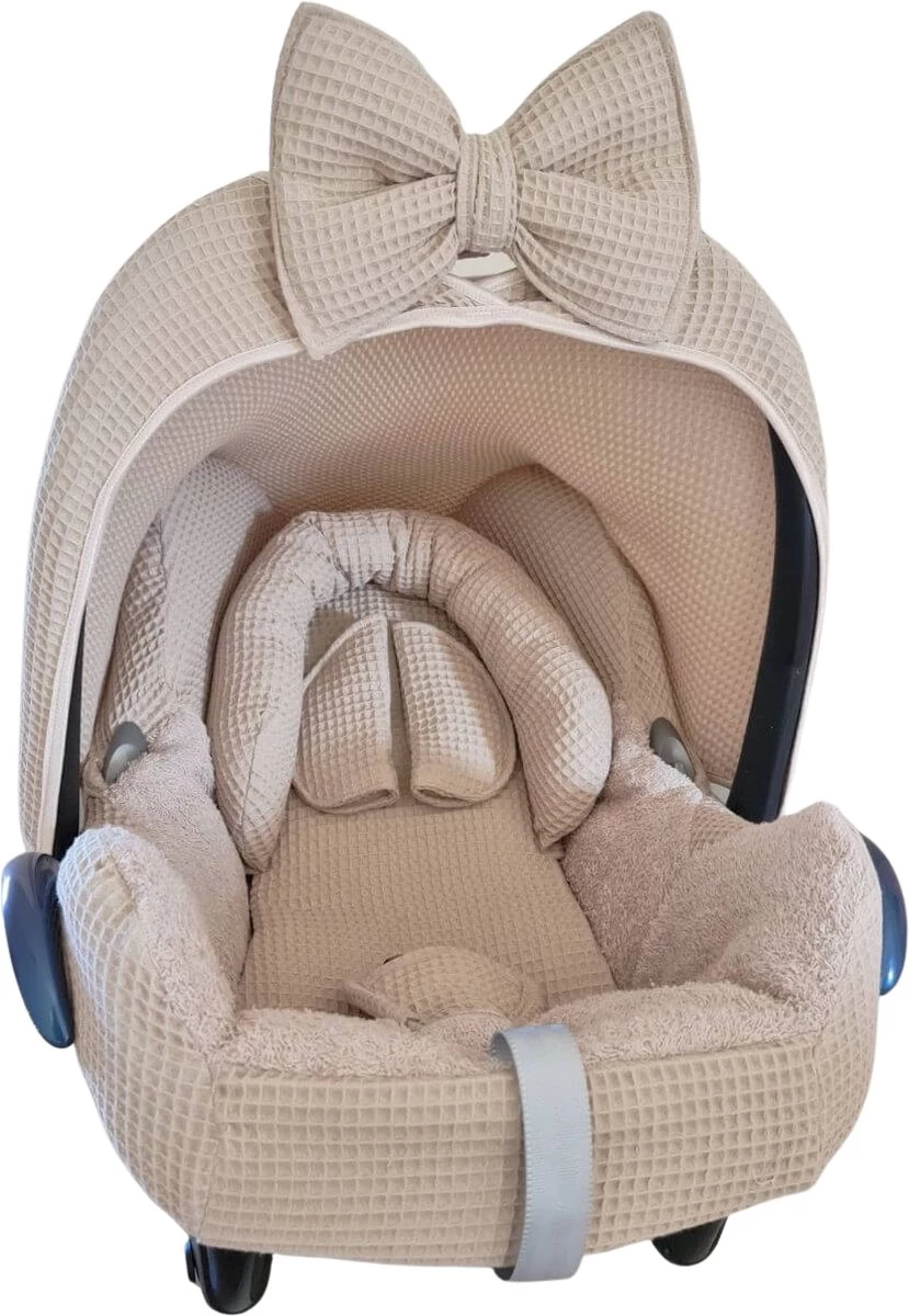 Wazzhappening - Maxi Cosi Hoes Set Bobbie - Karamel - Wafel - Badstof - Autostoelhoes 1 Wazzhappening - Maxi Cosi Hoes Set Bobbie - Karamel - Wafel - Badstof - Autostoelhoes