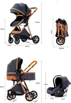 Merkloos Kinderwagen 3-in-1 – Luxe Kinderwagen - Buggy – Wandelwagen - Multifunctioneel – Opklapbaar – Incl Autostoel – Blauw -Kinderwagens Winkel 831x1200 13