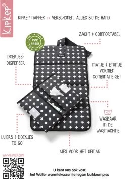 KipKep Napper Verschoonmatje - Machinewasbaar - Crossy Black -Kinderwagens Winkel 843x1200 8