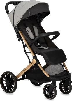 MoMi Wandelwagen - Compacte Lichtgewicht Buggy - Estelle Dakar Met XXL Wielen & Zonnekap - Leopard - Grijs-Goud (geschikt Van 6mnd - 22kg)