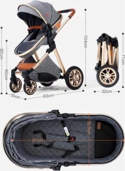 Merkloos Kinderwagen 3-in-1 – Luxe Kinderwagen - Buggy – Wandelwagen - Multifunctioneel – Opklapbaar – Incl. Autostoel – Zwart -Kinderwagens Winkel 877x1200 8