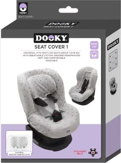 Dooky Seat Cover Groep 1 Autostoel Hoes Light Grey Crowns -Kinderwagens Winkel 890x1200 1