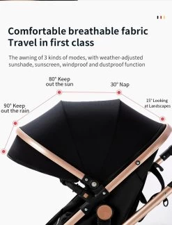 Luxe Kinderwagen 3 In 1 - Wandelwagen - Kinderwagen 3-in-1 Incl Autostoel - Kinderwagen Maxi Cosi – Buggy 3 In 1 - Newborn - Zwart/goud -Kinderwagens Winkel 914x1200 7