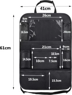 Merkloos Autostoel Organizer + Opvouwbare Mini Prullenbak Bundel - Musthave Voor Uw Autovakantie! - IPad/Tablet Houder - Opvouwbaar - Inklapbaar - Rugleuning - Auto Opbergsysteem - Kinderen - Waterafstotend - Prullenmand - Licht - Opberg - Universeel - Handig -Kinderwagens Winkel 917x1200