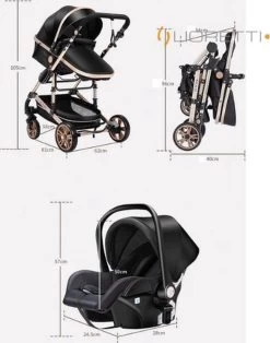 Merkloos Lioretti® Luxe Baby Buggy 3 In 1 | Baby Wagen | Kinderwagen Met Stoel En Wieg | Inklapbaar | Hoge Kwaliteit | Combi | Zwart -Kinderwagens Winkel 943x1200 1