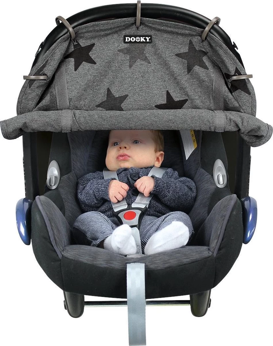 Dooky Universal Cover Zonnescherm Kinderwagen - Grey Stars 8 Dooky Universal Cover Zonnescherm Kinderwagen - Grey Stars - Afbeelding 8