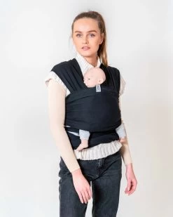 ByKay - Draagdoek - Rekbaar - Black - Maat M - Organic Katoen - Stretchy Wrap Deluxe - 3 Jaar - Buik - Heup