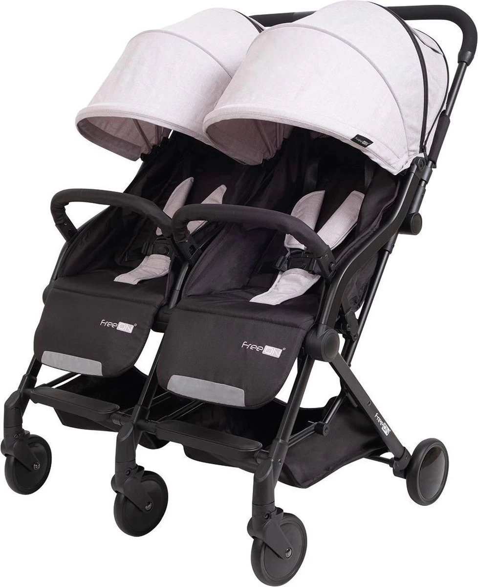 FreeON Duo Buggy City Twin - Luxe Tweeling Wandelwagen - Twin Buggy - Tweeling Buggy - Zwart-Grijs 1 FreeON Duo Buggy City Twin - Luxe Tweeling Wandelwagen - Twin Buggy - Tweeling Buggy - Zwart-Grijs